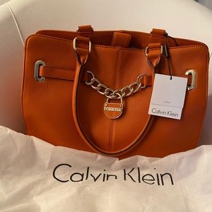 Calvin Klein orange leather bag